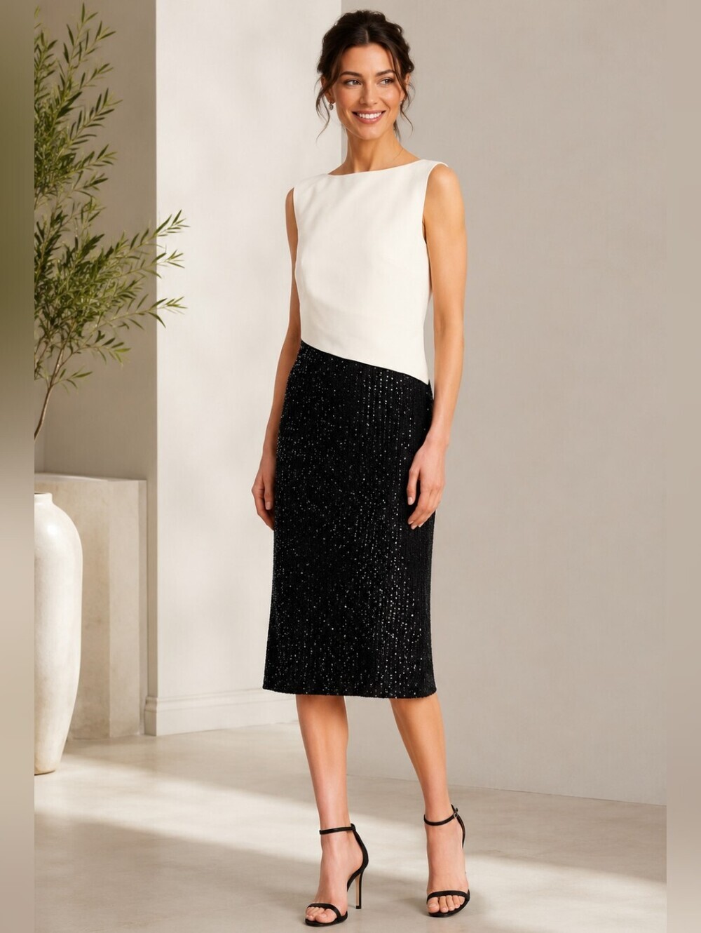 NWT St John 12 Colorblock Tuxedo Cocktail Dress